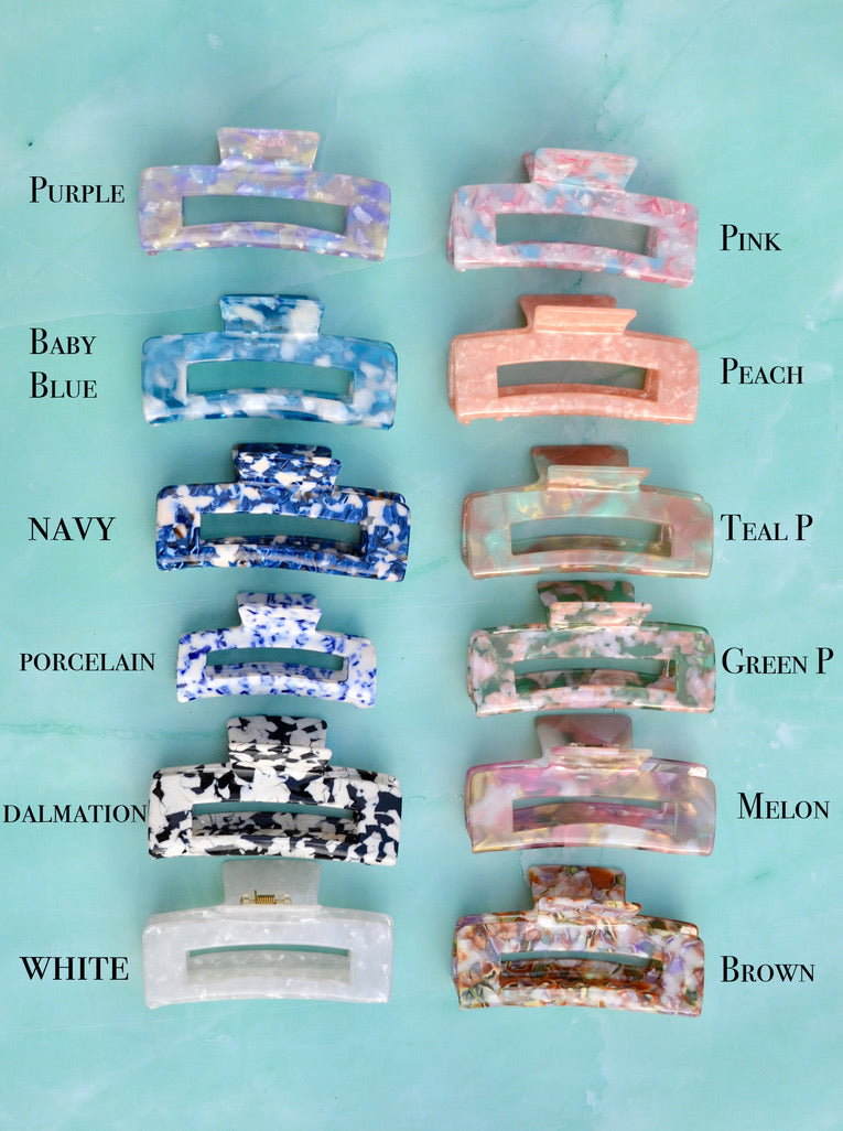 Custom Pink Blue Green Brown Acetate Hair Claw