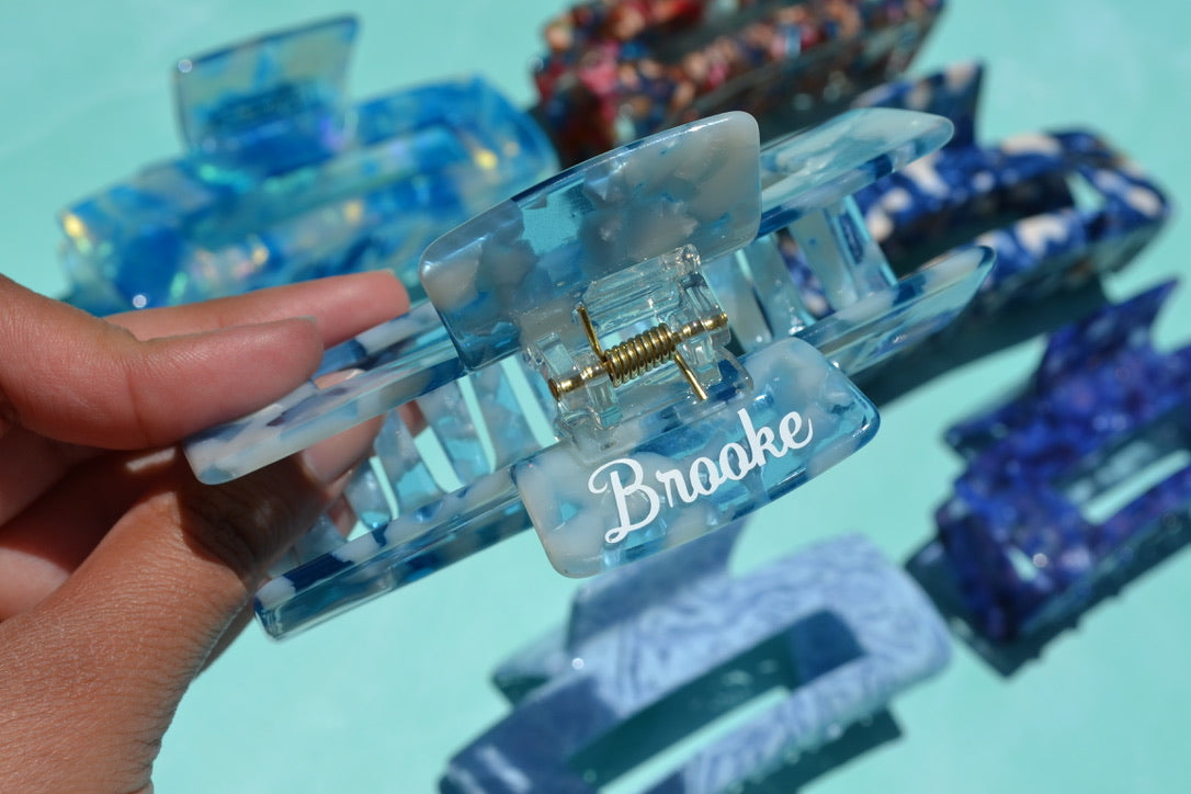 Custom Blue Acetate Hair Claws