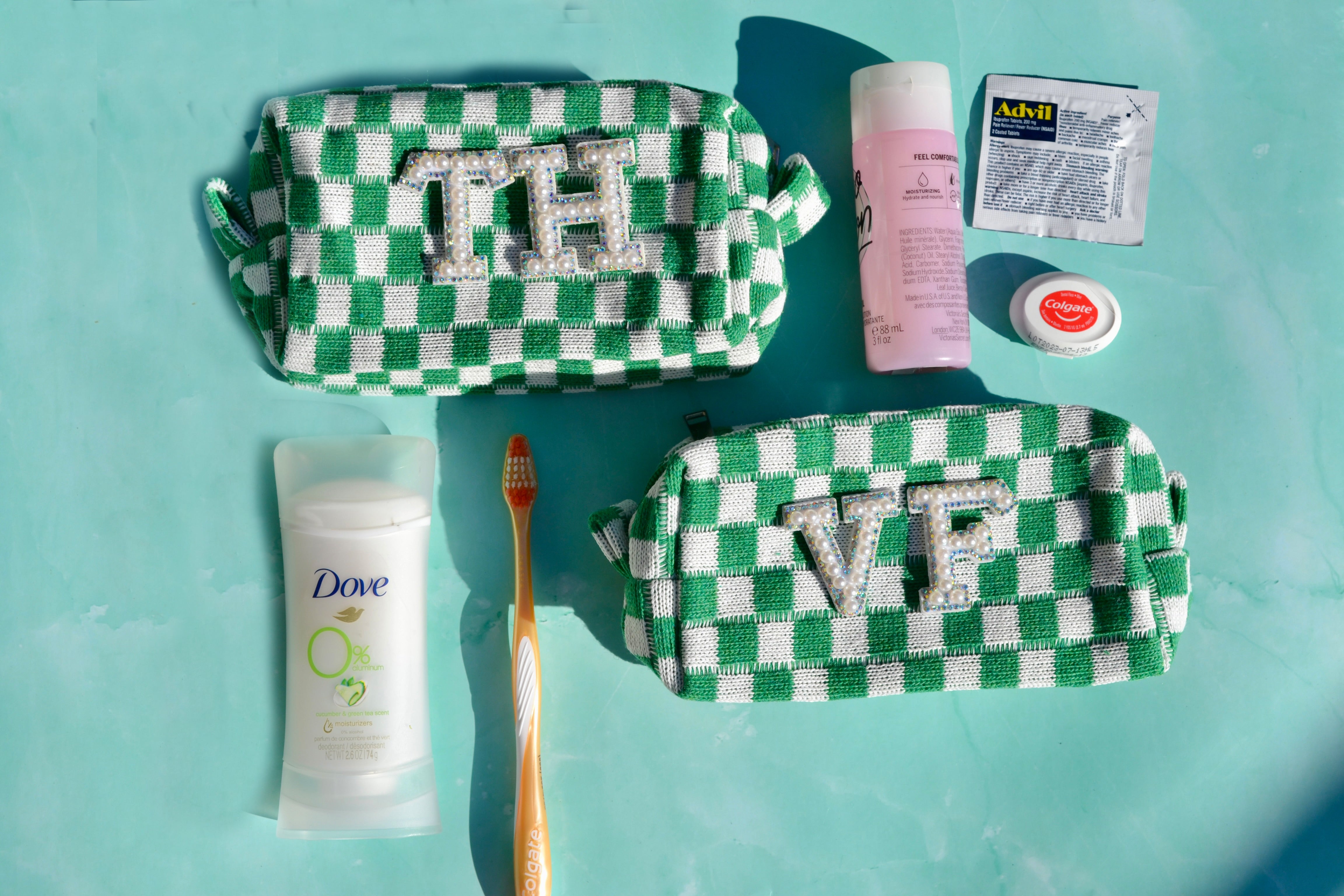 Green Checkered Makeup Bags, Green Pencil Case