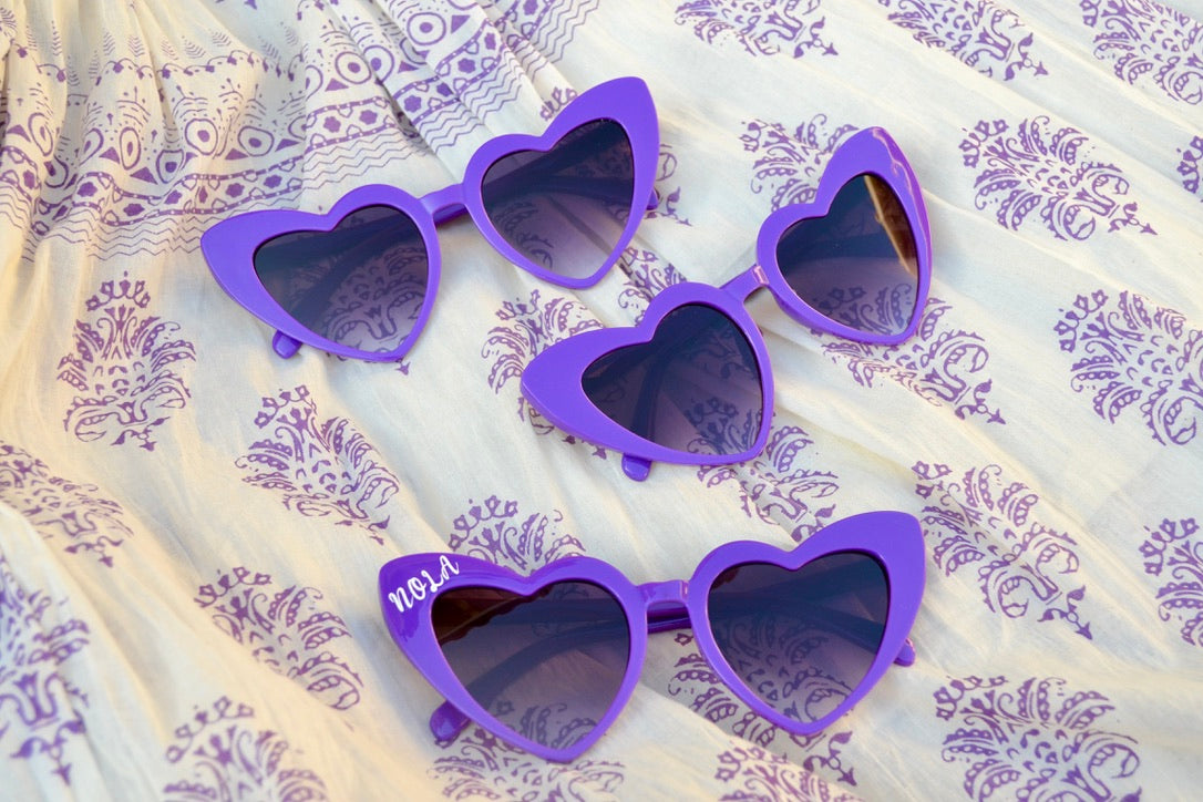 New Orleans Bachelorette Party Purple Heart Sunglasses