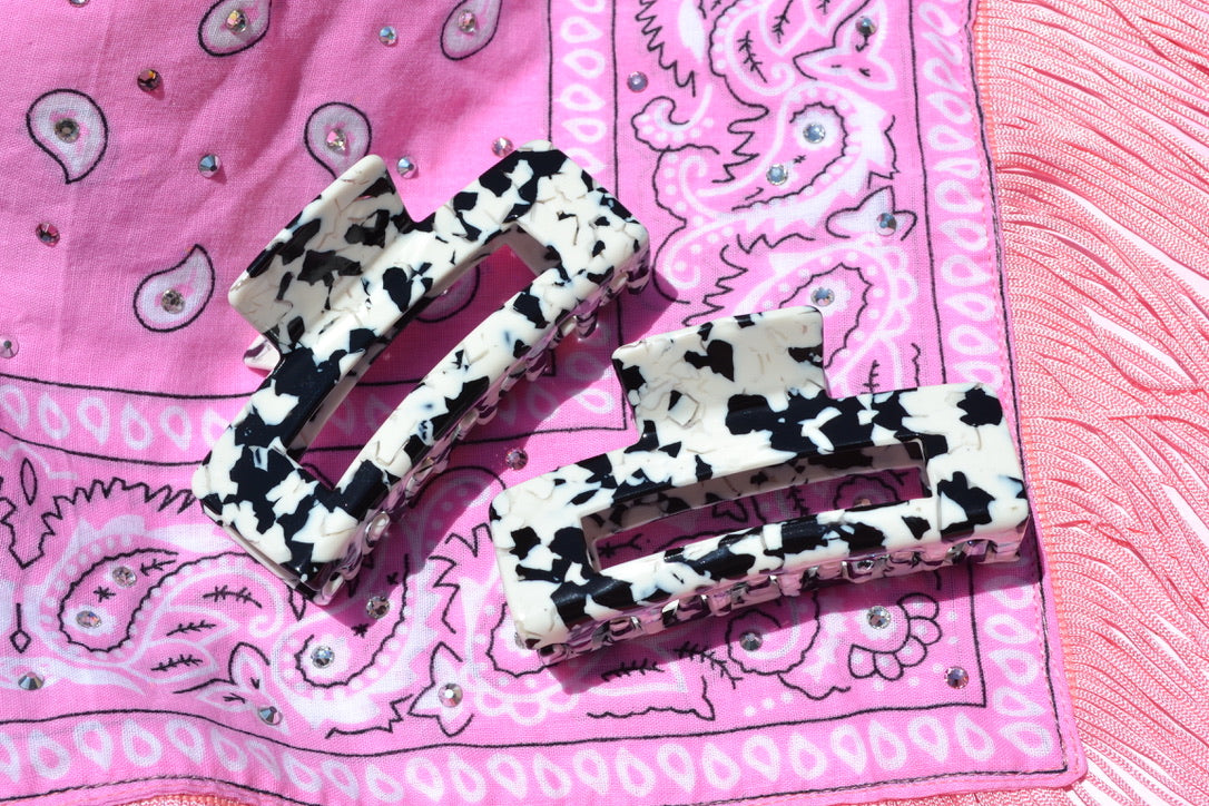 Custom Cow Print Black and White Hair Claw