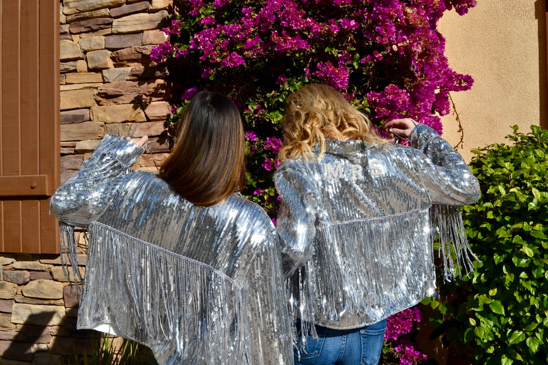 Custom Silver Sequin Fringe Jacket