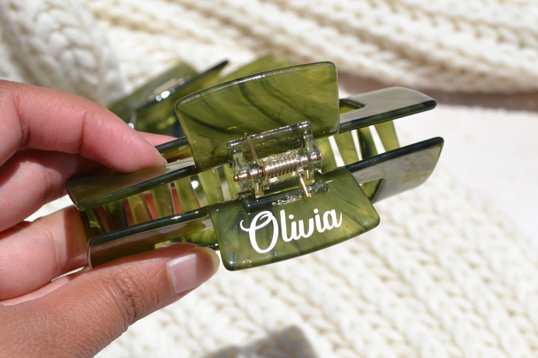 Custom Olive Green Hair Claw