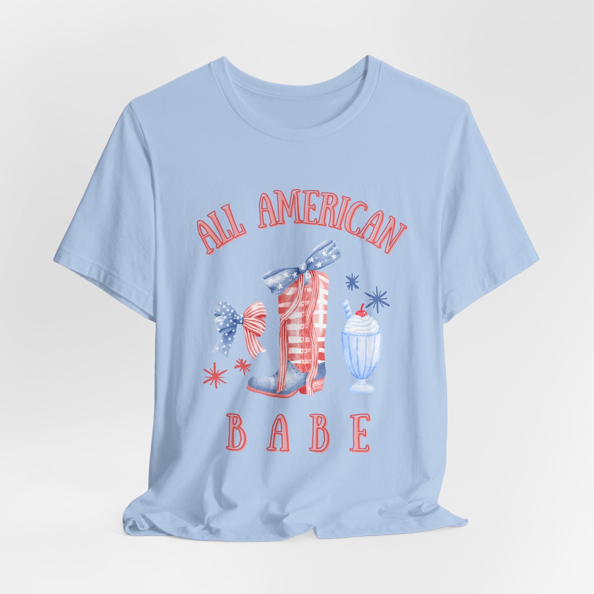 Red, white, and blue bachelorette party shirts for July 4th weekend