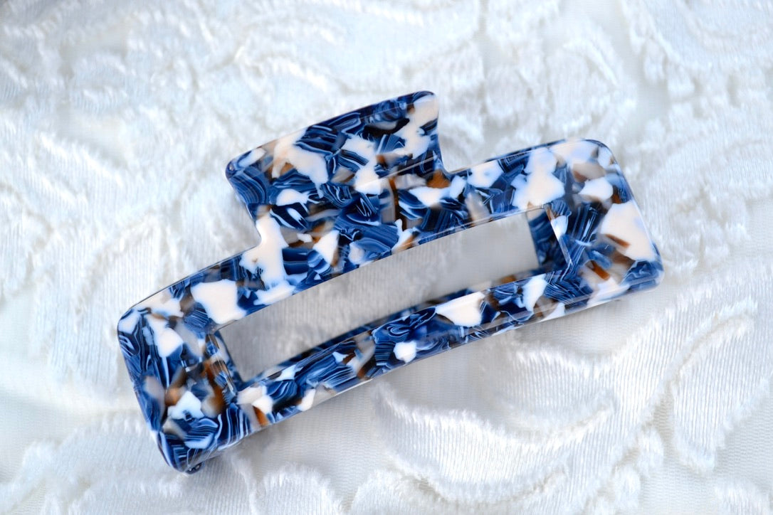 Blue and White Hair Claw Clip