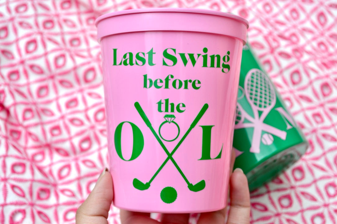 Last Swing before the Ring Bachelorette Party Cups, Tennis Bach, Golf Bachelorette