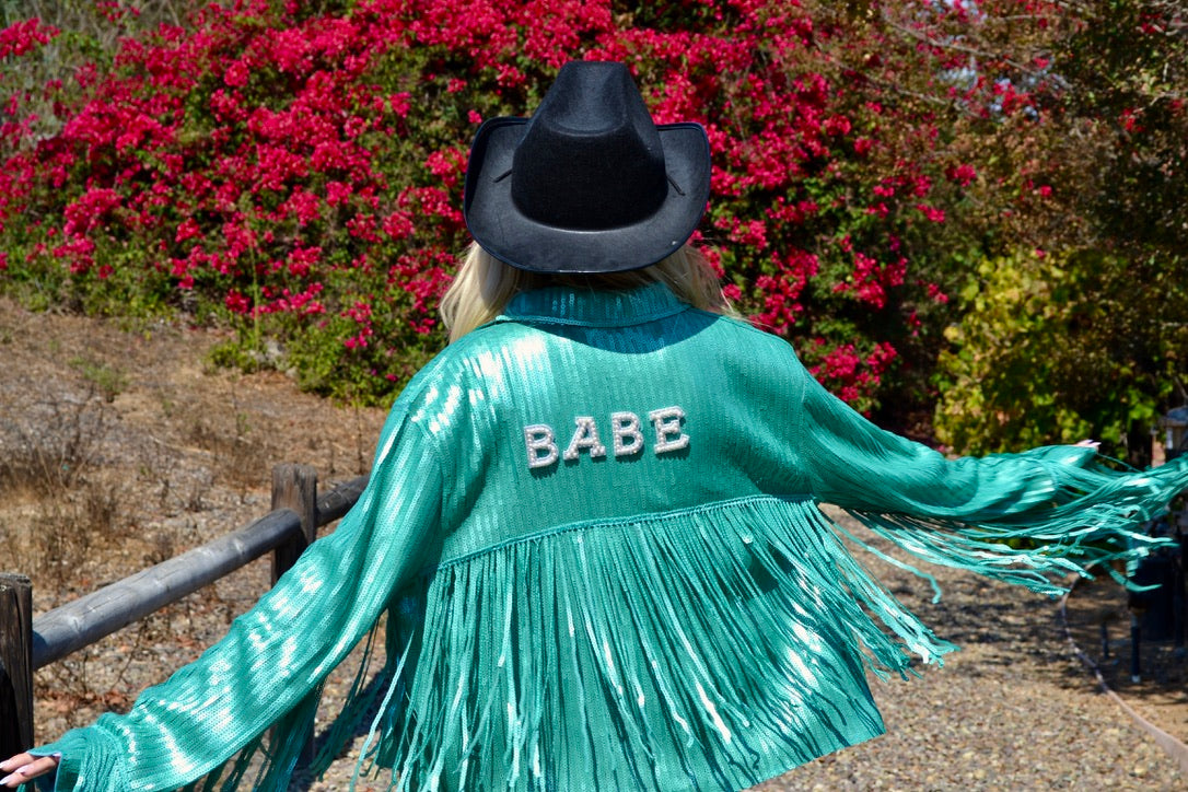 Custom Teal Sequin Jacket