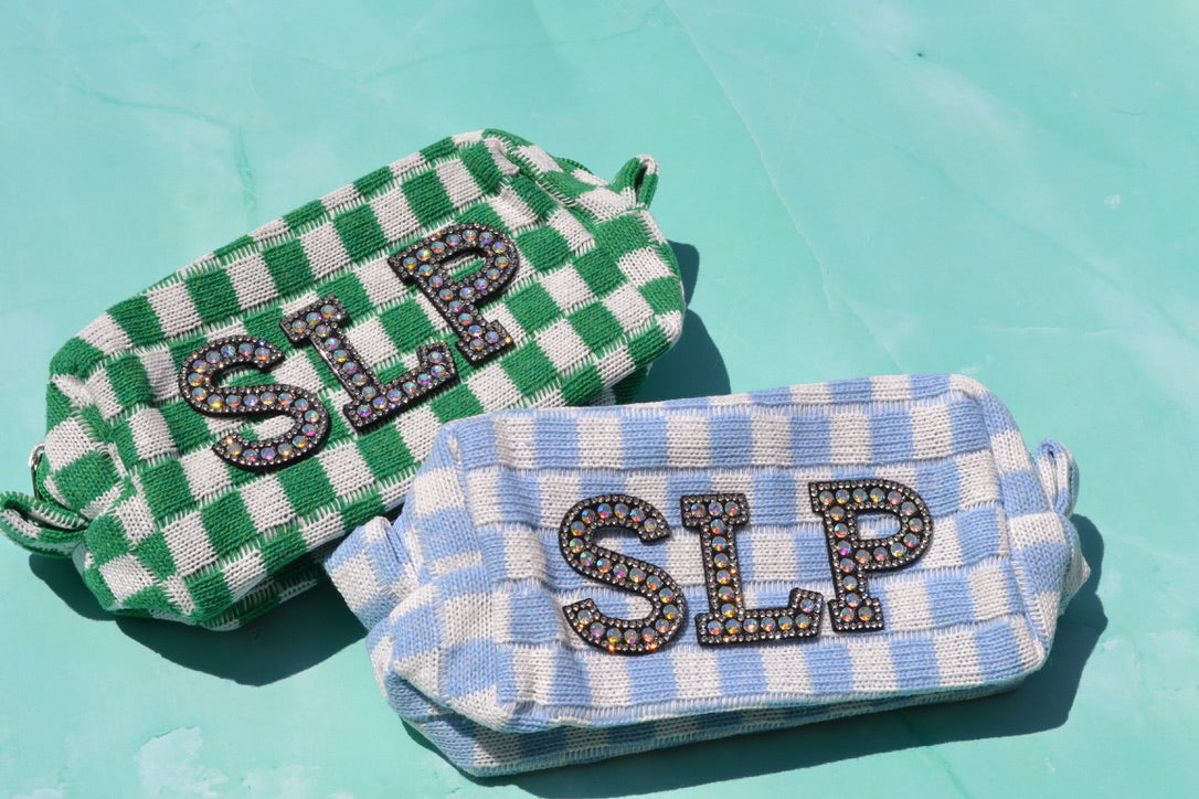 Green Checkered Makeup Bags, Green Pencil Case