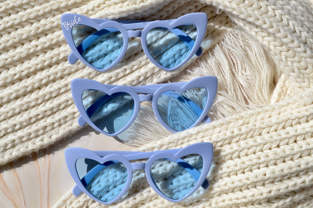 Last Toast on the Coast Dusty Blue Heart Sunglasses – Hamptons & Coastal Bachelorette Party Favor