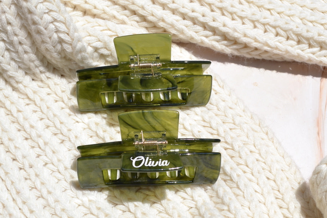 Custom Olive Green Hair Claw