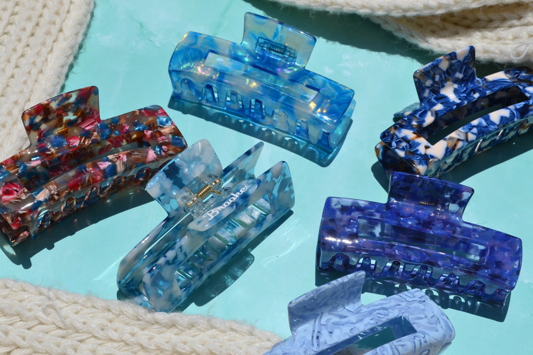 Custom Blue Acetate Hair Claws