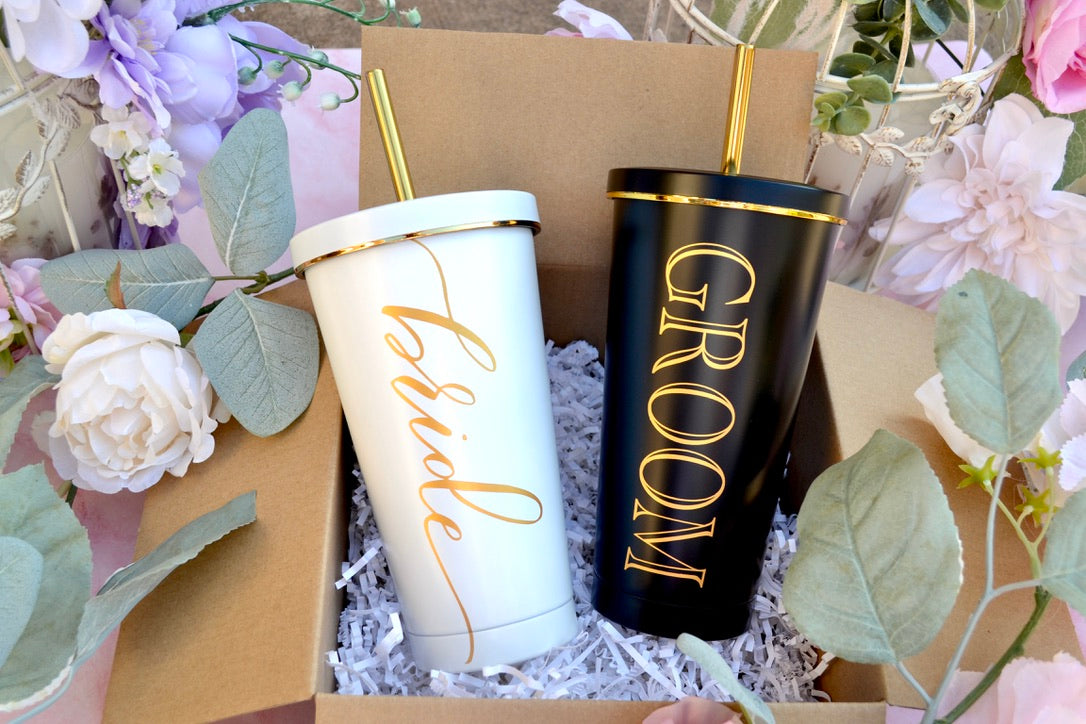 Bride and Groom Tumbler Engagement Gift