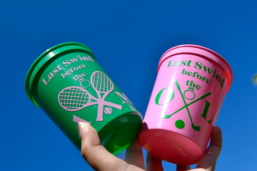 Last Swing before the Ring Bachelorette Party Cups, Tennis Bach, Golf Bachelorette