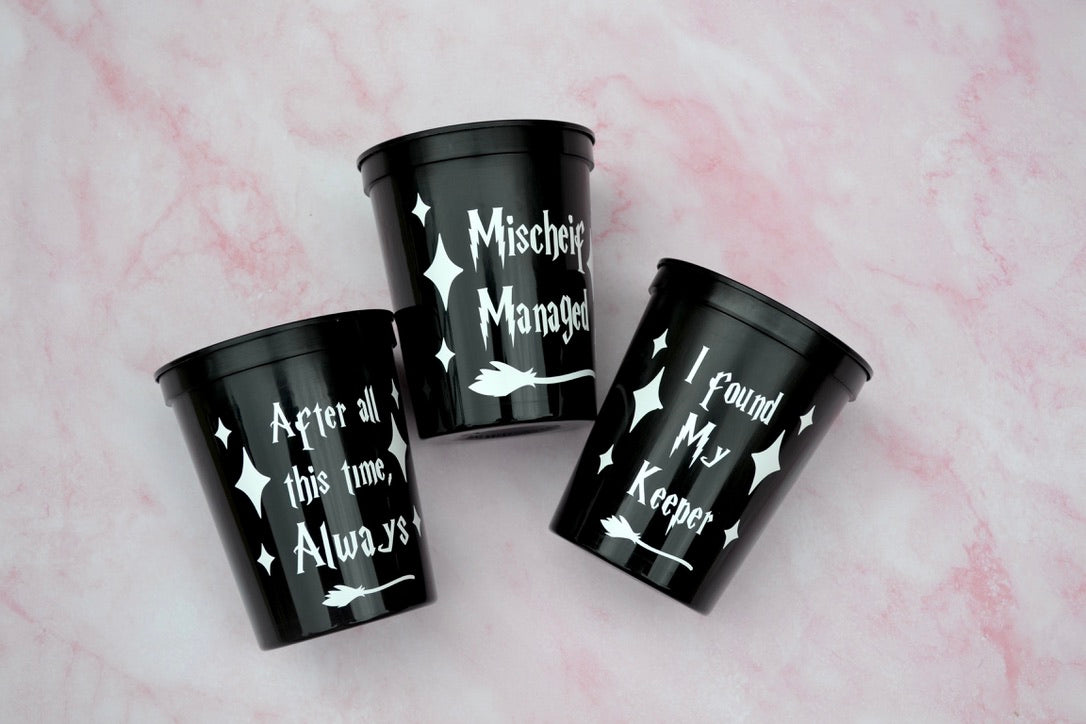 Custom HP Bachelorette Party Cups, Muggle to Mrs Decor, I found My Keeper Favors