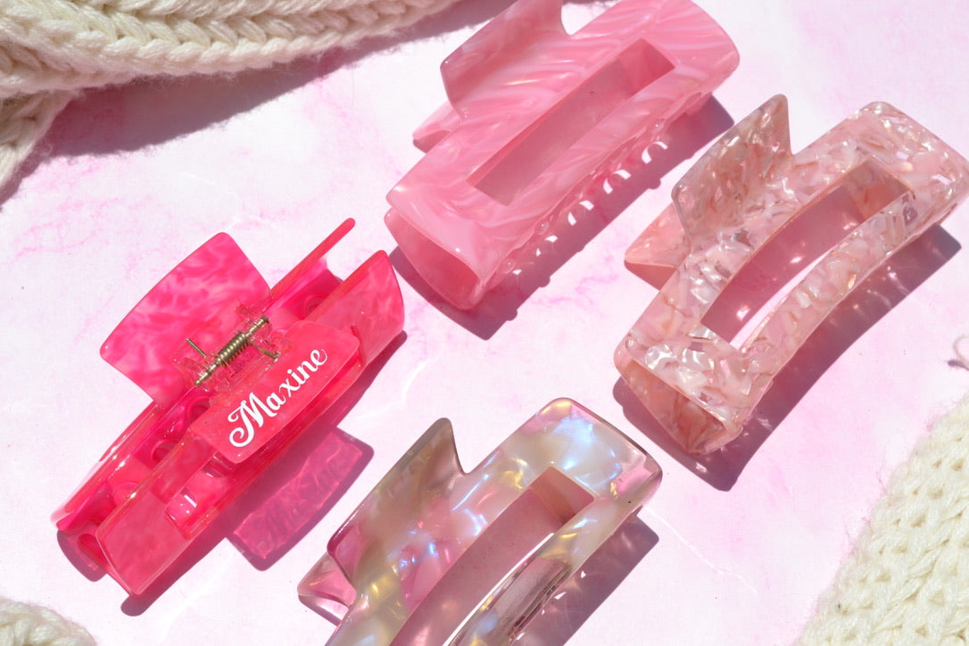 Custom Pink Acetate Hair Claws