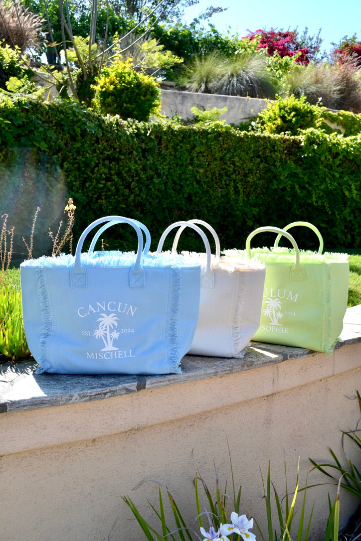 Personalized Large Fringe Canvas Tote Bag