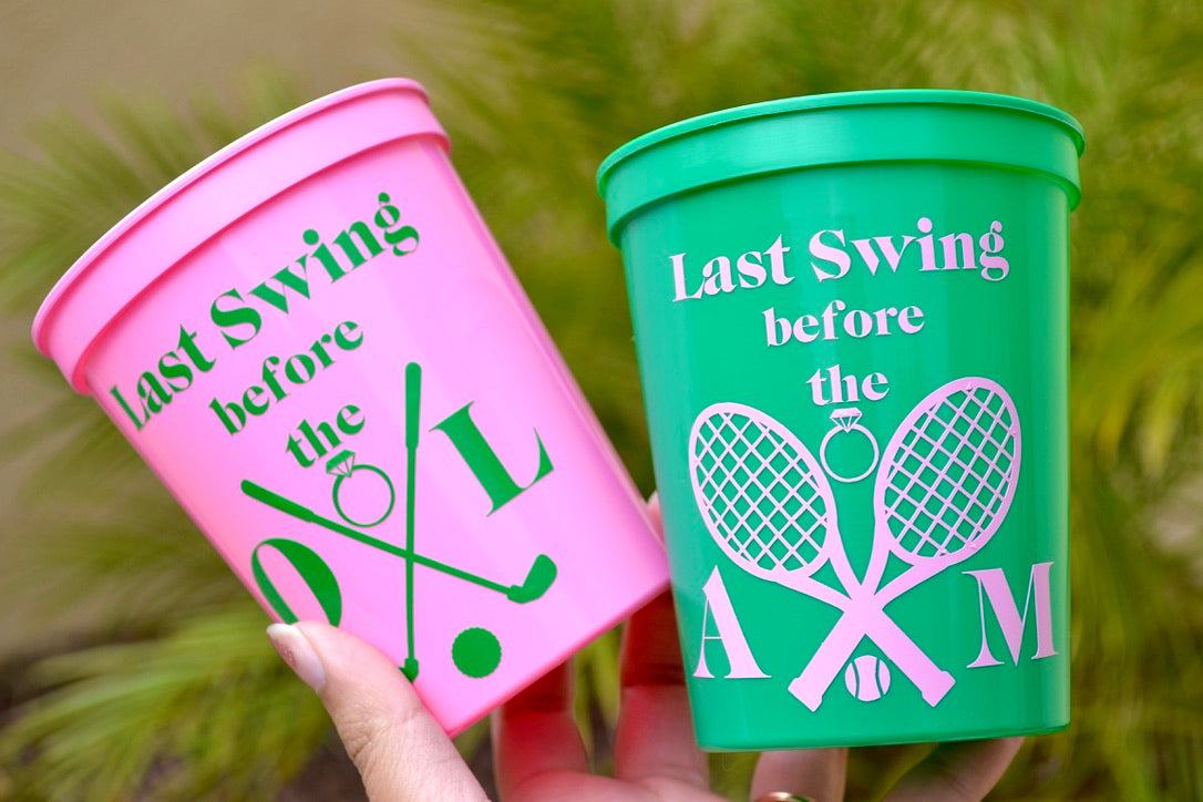 Last Swing before the Ring Bachelorette Party Cups, Tennis Bach, Golf Bachelorette