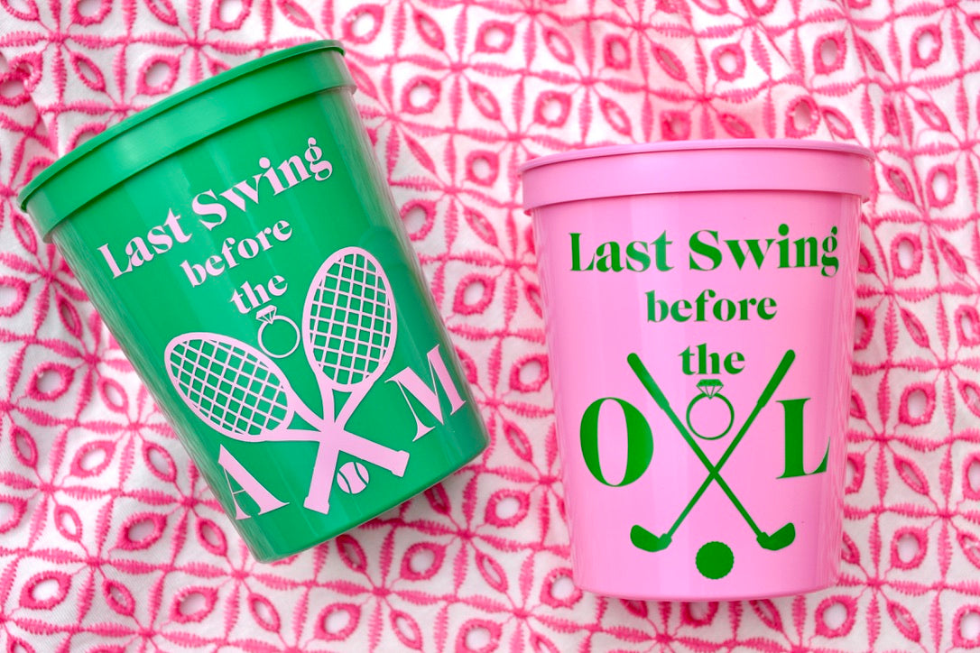 Last Swing before the Ring Bachelorette Party Cups, Tennis Bach, Golf Bachelorette