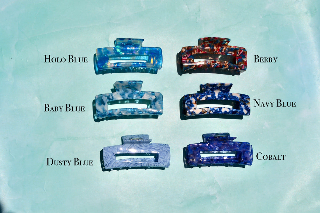 Custom Blue Acetate Hair Claws