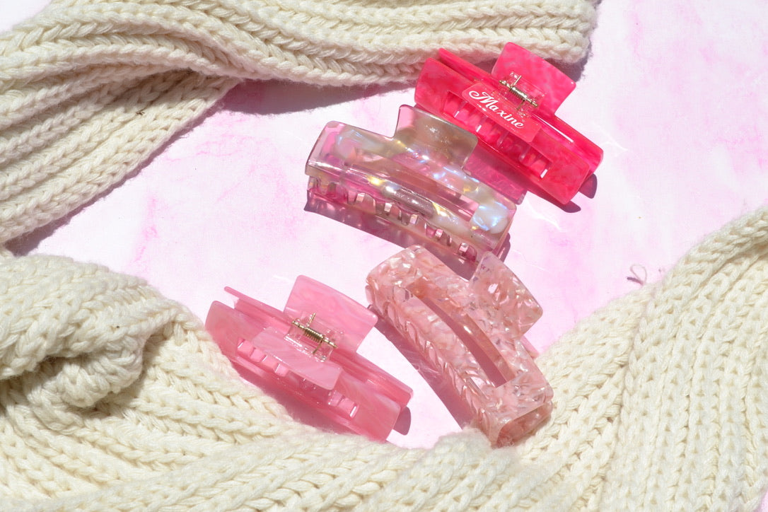 Custom Pink Acetate Hair Claws