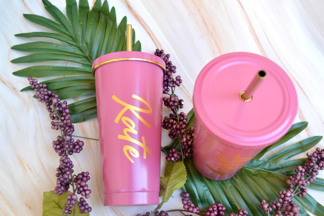 Pink and Gold Stainless Steel Tumblers