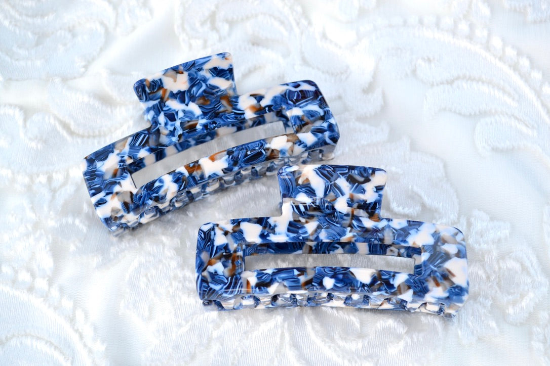 Blue and White Hair Claw Clip