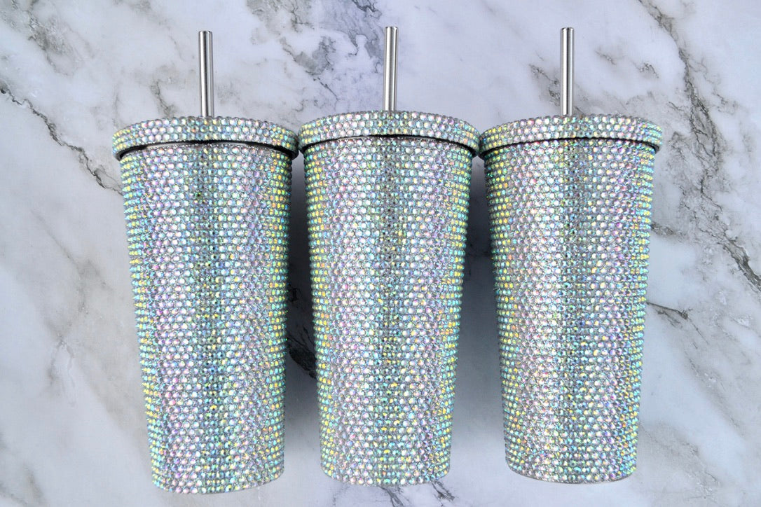 Silver Rhinestone Tumblers