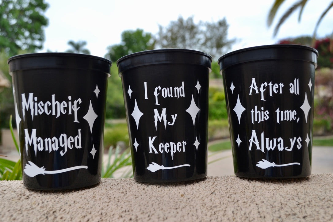Custom HP Bachelorette Party Cups, Muggle to Mrs Decor, I found My Keeper Favors