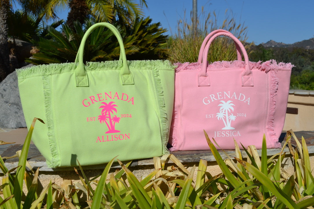 Personalized Large Fringe Canvas Tote Bag