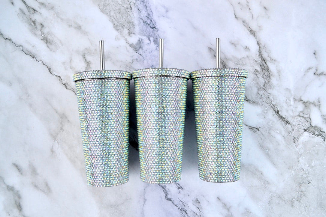 Silver Rhinestone Tumblers