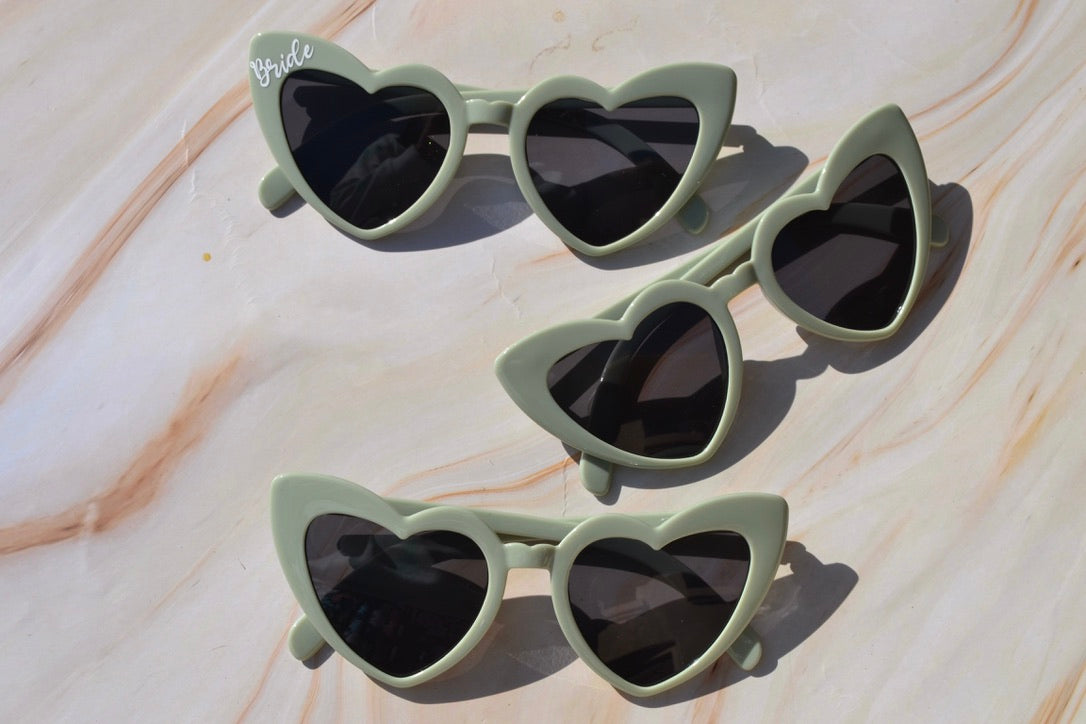 Sage Green Heart Sunglasses