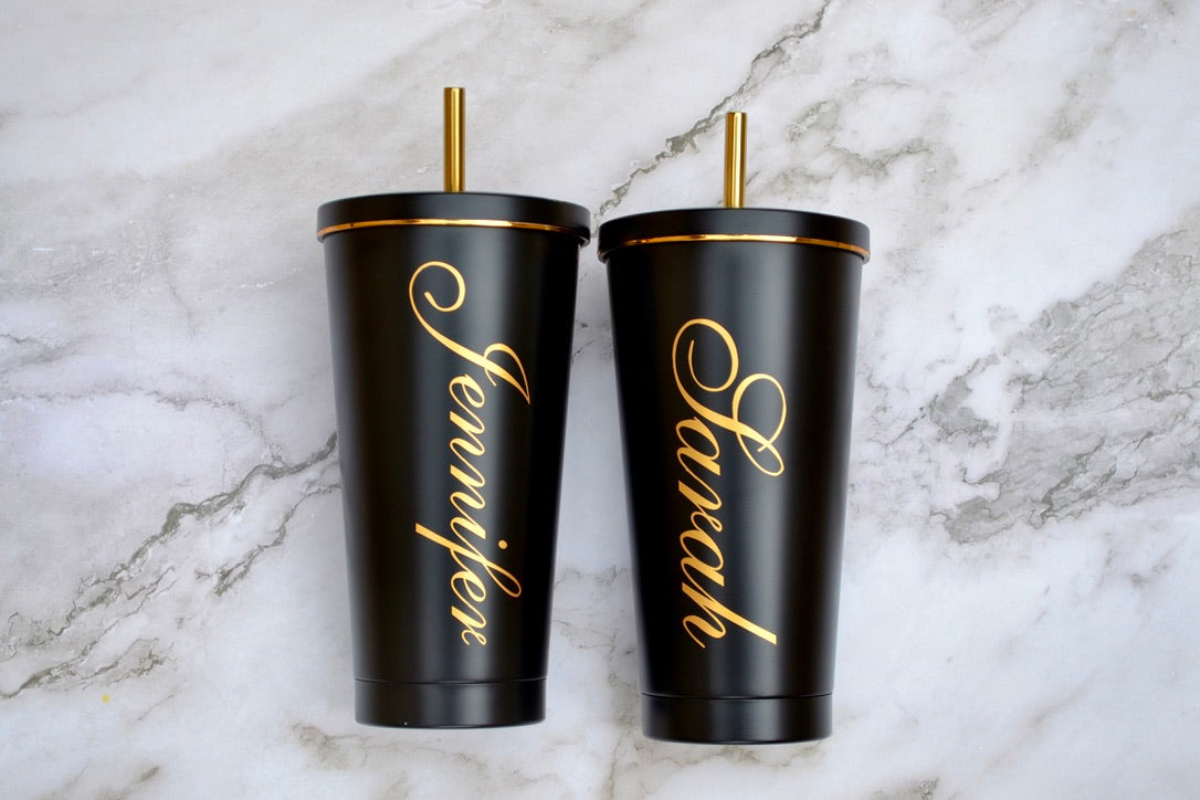 Black and Gold Stainless Steel Tumblers