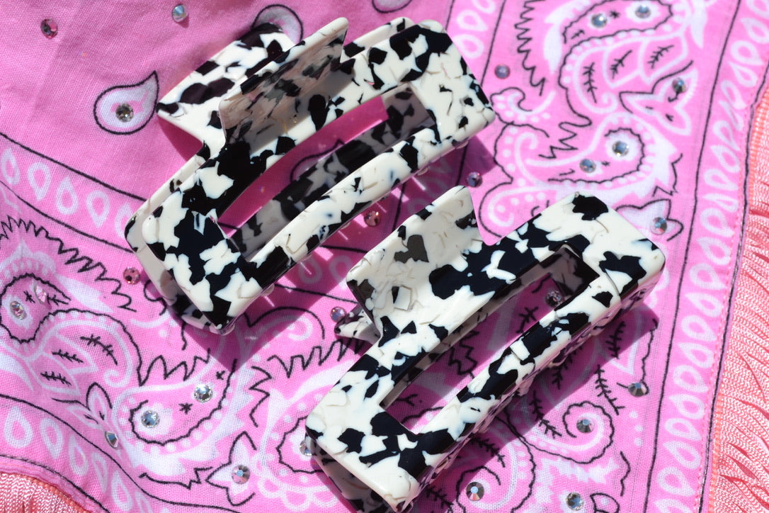 Custom Cow Print Black and White Hair Claw