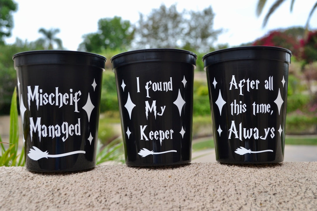 Custom HP Bachelorette Party Cups, Muggle to Mrs Decor, I found My Keeper Favors