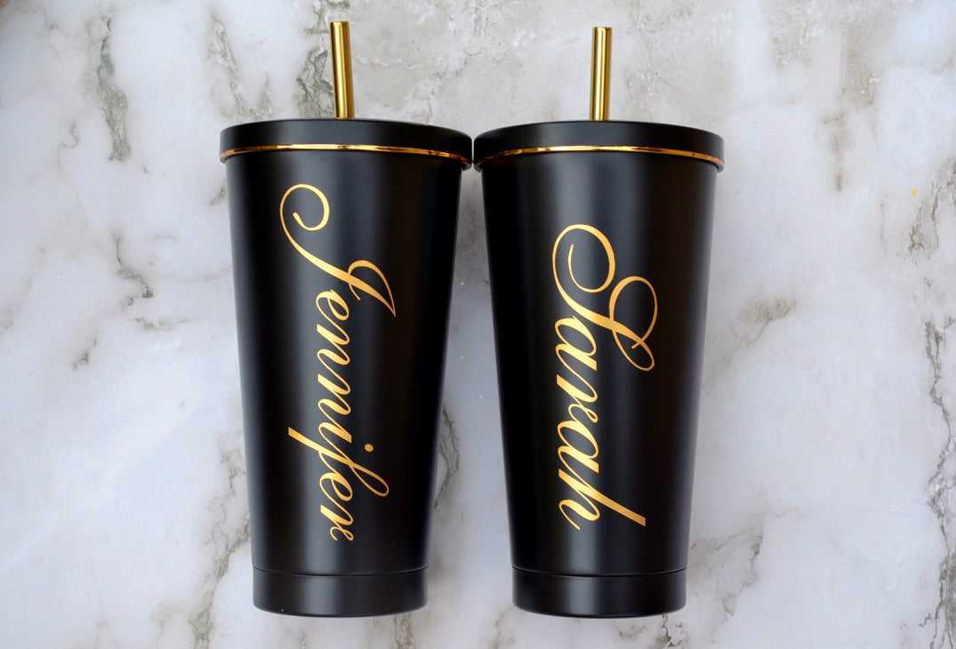 Black and Gold Stainless Steel Tumblers
