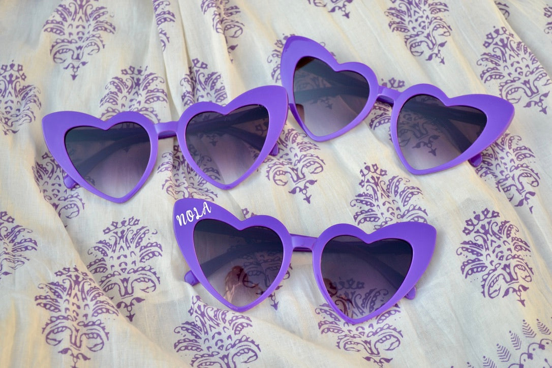New Orleans Bachelorette Party Purple Heart Sunglasses