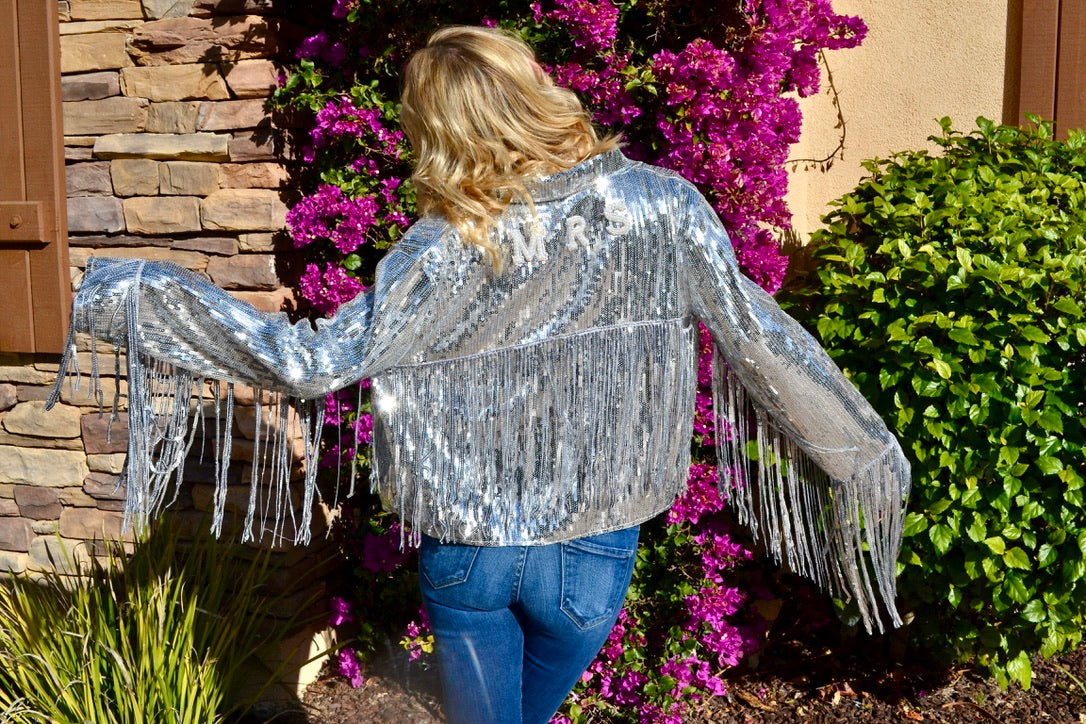 Custom Silver Sequin Fringe Jacket
