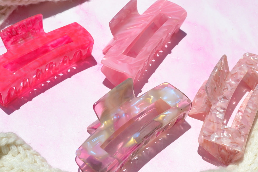 Custom Pink Acetate Hair Claws