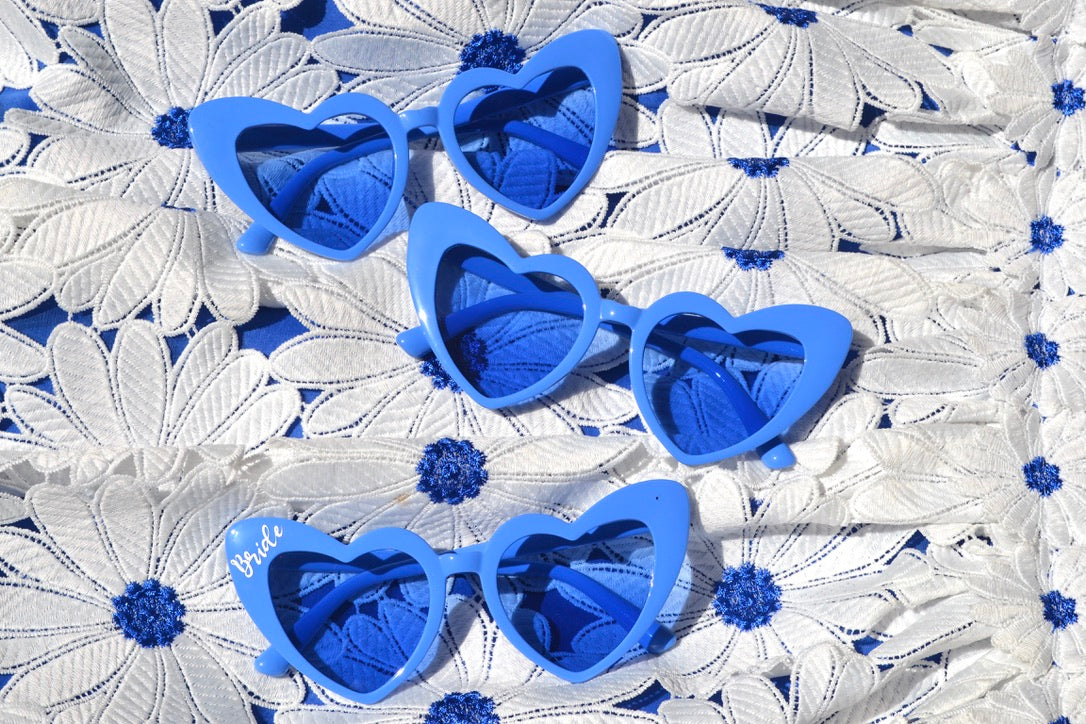 Blue Heart Sunglasses with Blue Lenses