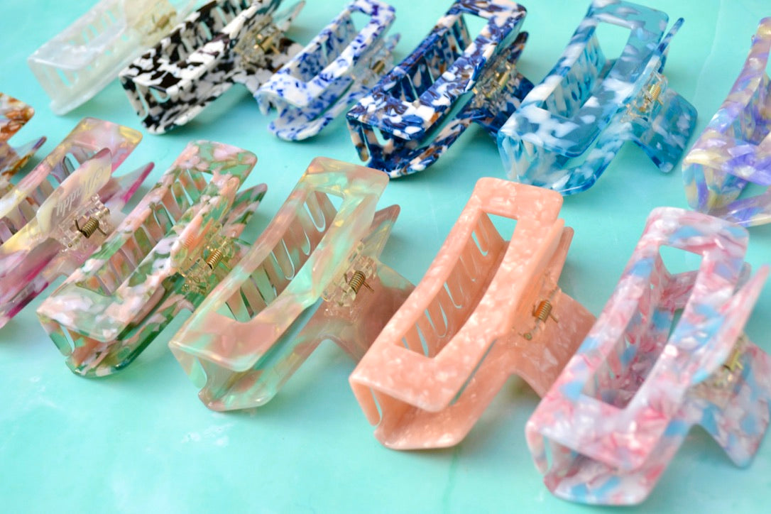 Custom Pink Blue Green Brown Acetate Hair Claw