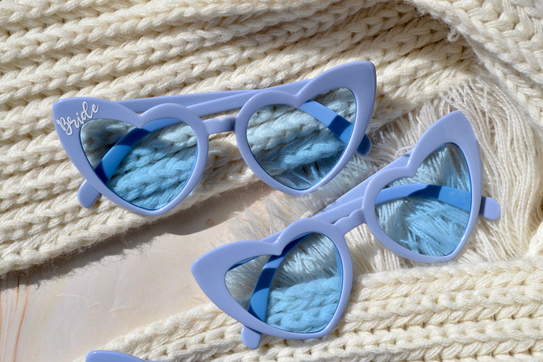 Last Toast on the Coast Dusty Blue Heart Sunglasses – Hamptons & Coastal Bachelorette Party Favor