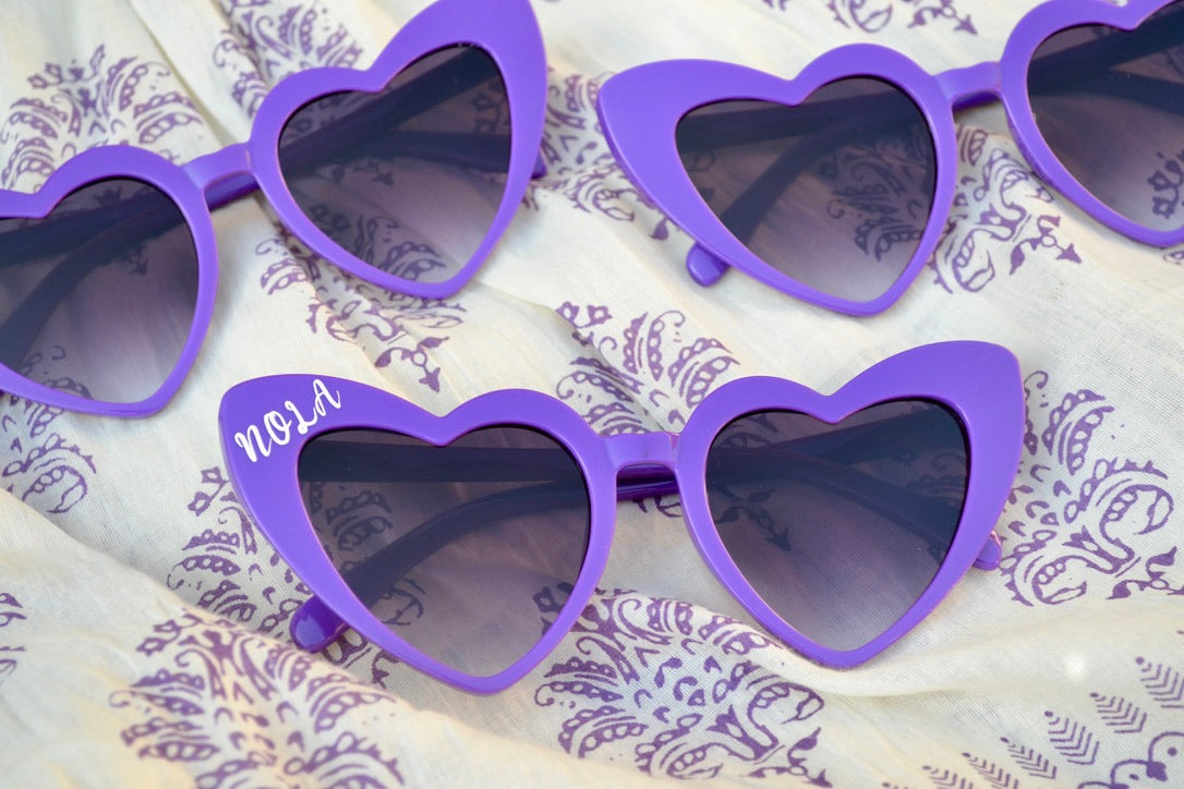 New Orleans Bachelorette Party Purple Heart Sunglasses Nola