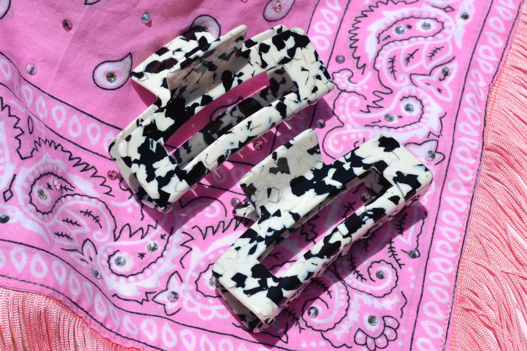 Custom Cow Print Black and White Hair Claw