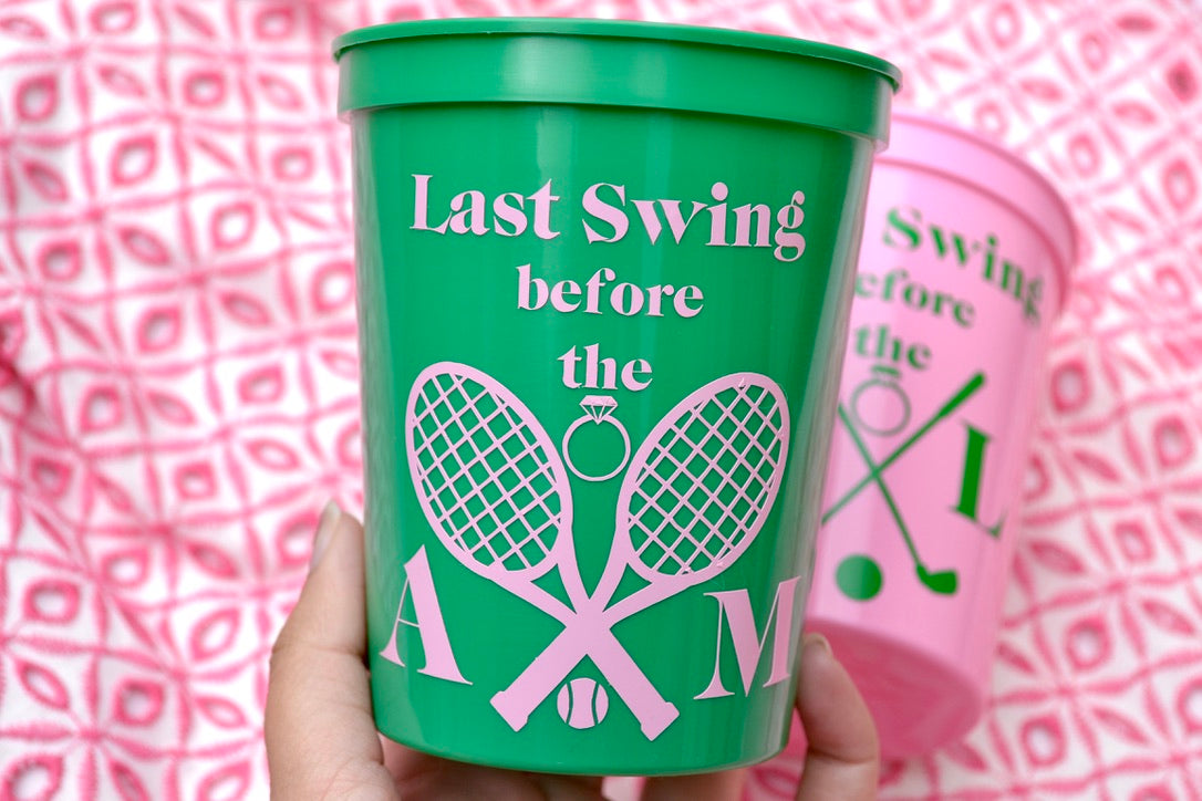 Last Swing before the Ring Bachelorette Party Cups, Tennis Bach, Golf Bachelorette