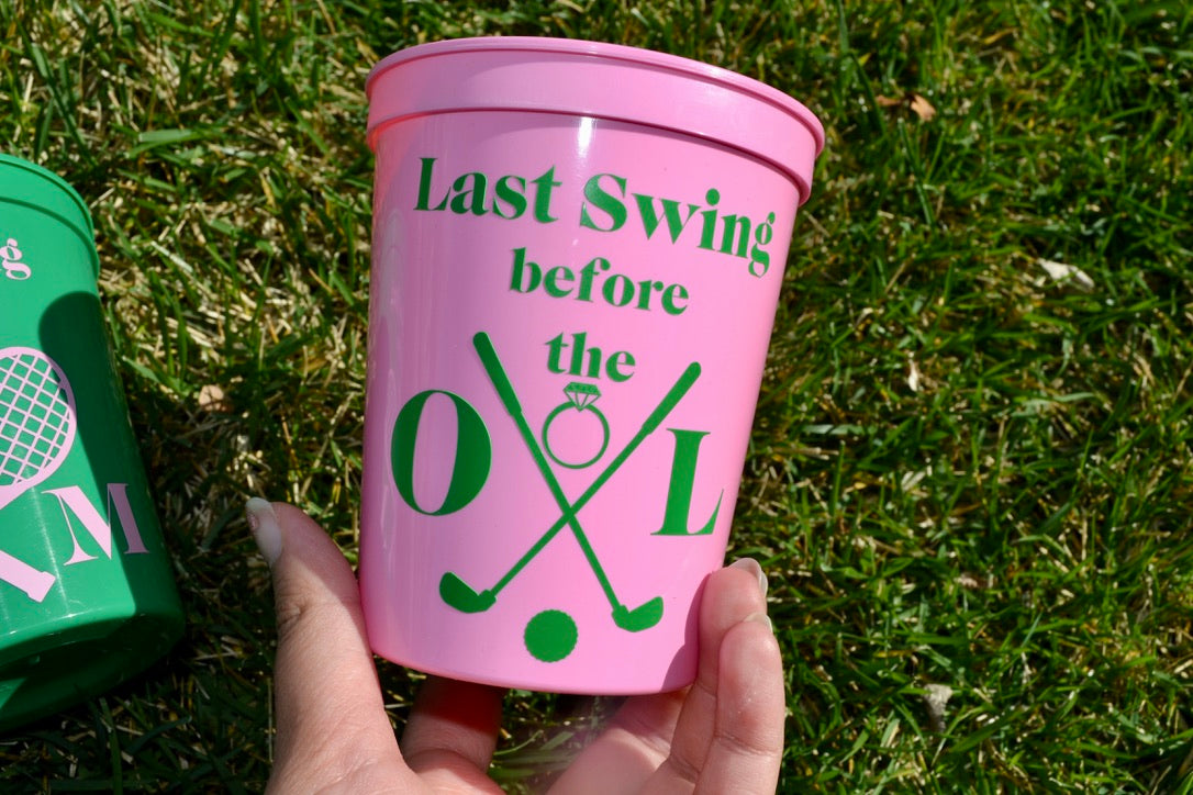 Last Swing before the Ring Bachelorette Party Cups, Tennis Bach, Golf Bachelorette