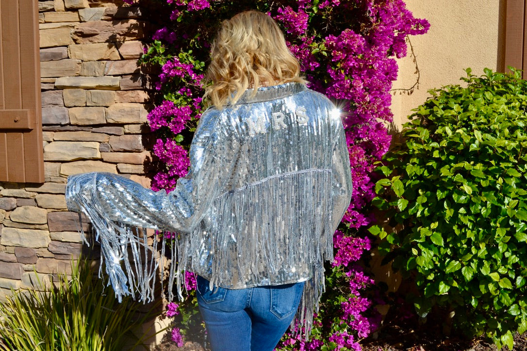 Custom Silver Sequin Fringe Jacket