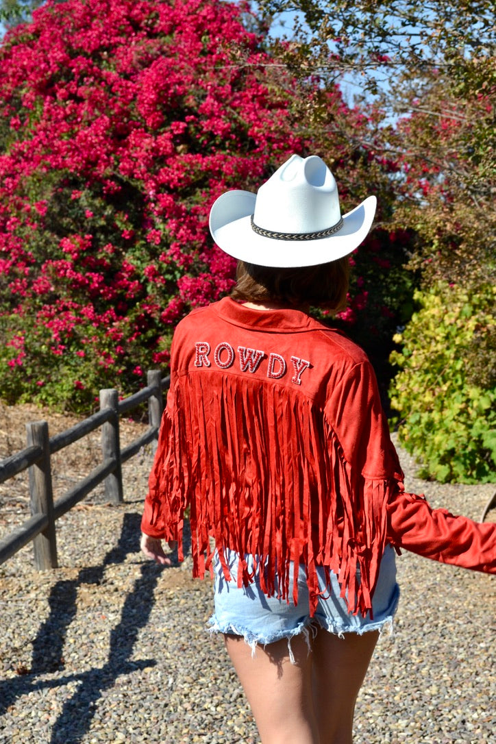 Custom Suede Red Fringe Jacket