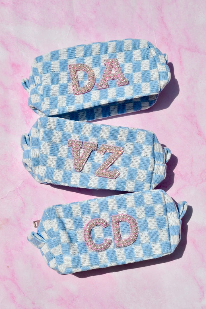 Custom Checkered Makeup Bag, Personalized Cosmetic Bag, Pencil Case