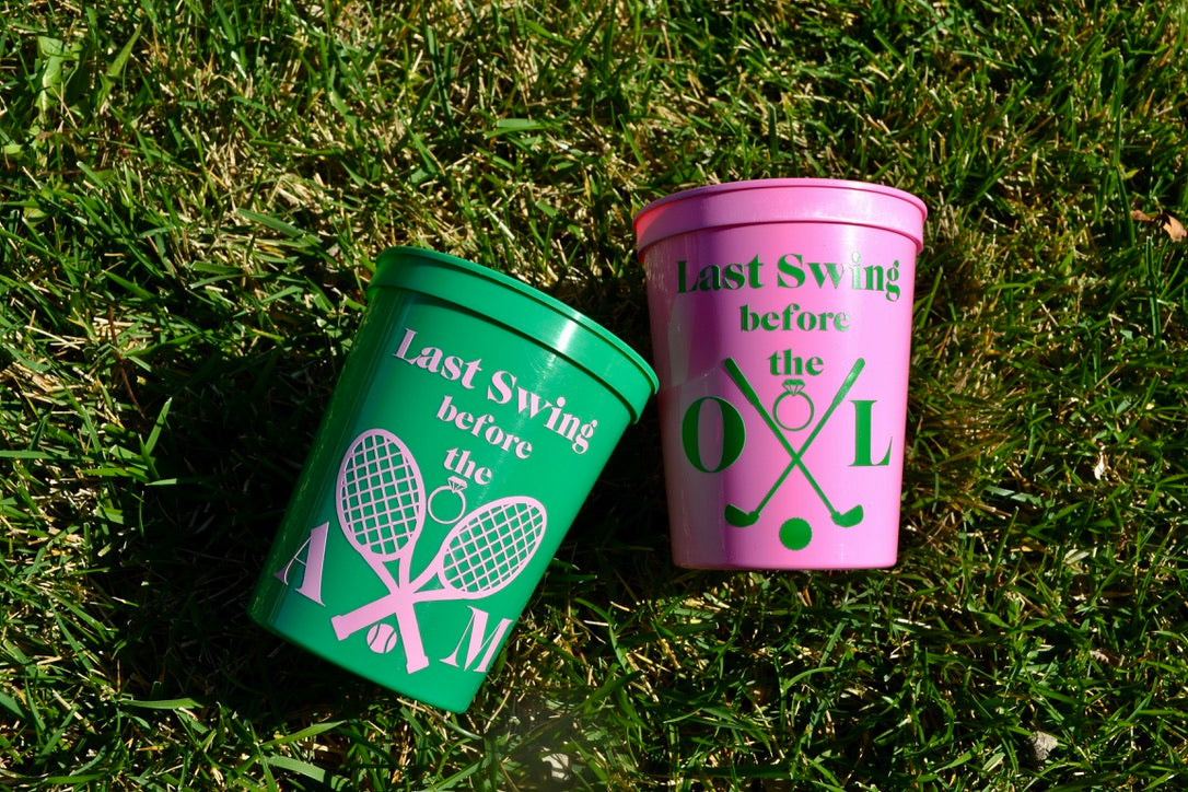 Last Swing before the Ring Bachelorette Party Cups, Tennis Bach, Golf Bachelorette