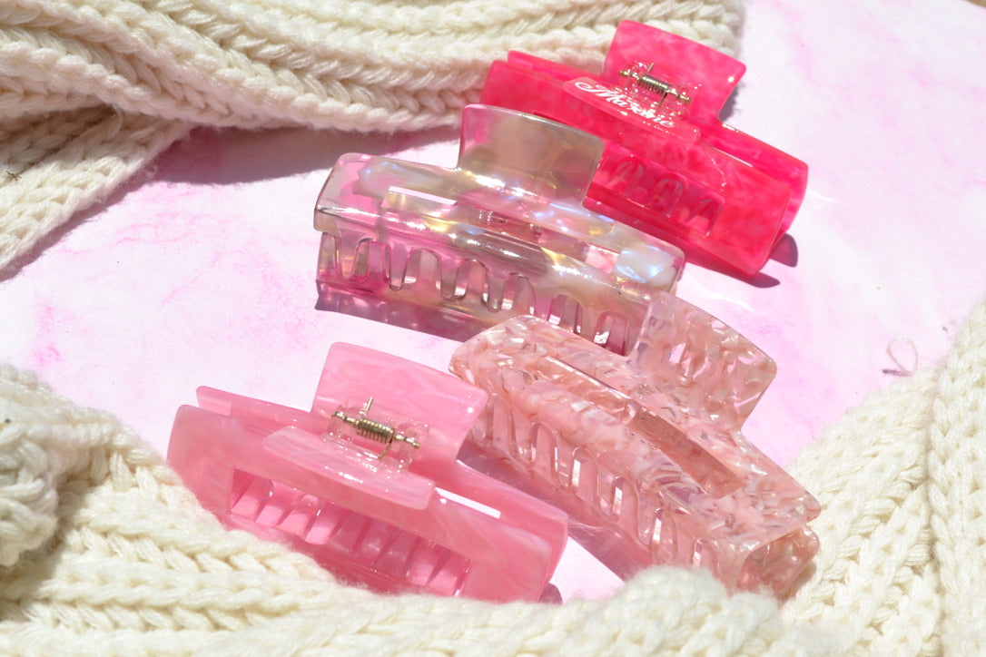 Custom Pink Acetate Hair Claws